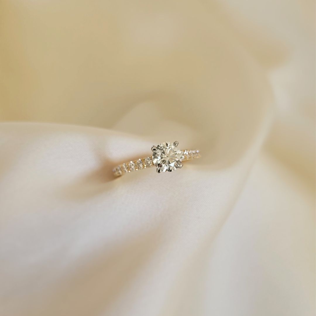 Bespoke Diamond Solitaire Pavé Platinum & Gold Ring